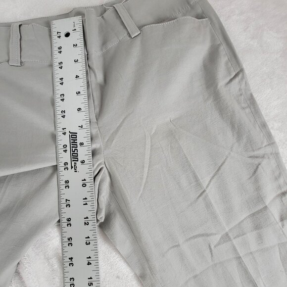 Cabi Women Mid-Rise Mid-Leg Cropped Pants Sz 10 Gray Linen Blend Stretch 491 New - Picture 8 of 10